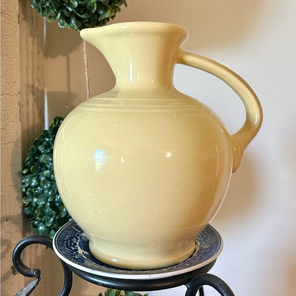 Fiesta Fiestaware Pale Yellow Carafe Water Jug Pitcher 8" Tall HLC Retired